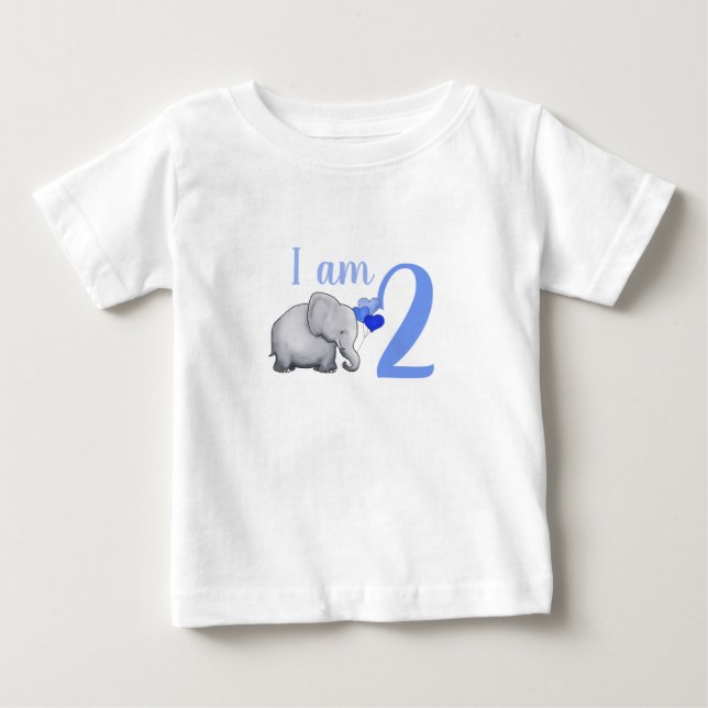 T-shirt Pour Bébé Blue Baby Elephant Custom Age Toddler 2e anniversa (Devant)