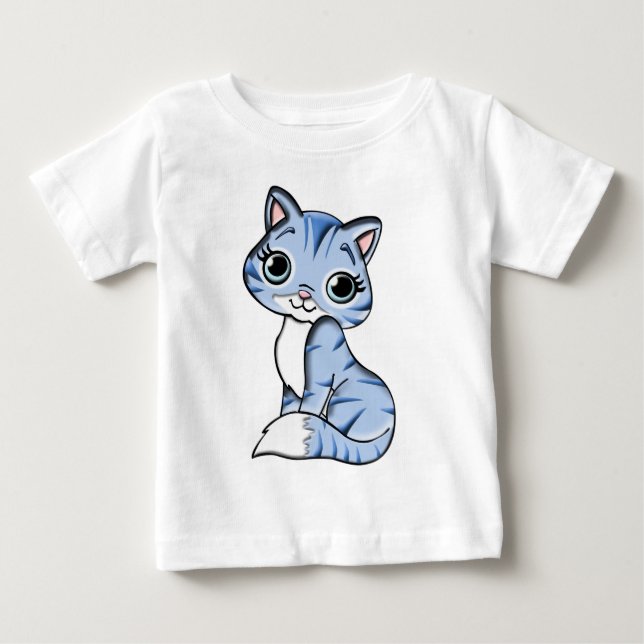 T-shirt Pour Bébé Blue cat feline animal (Devant)