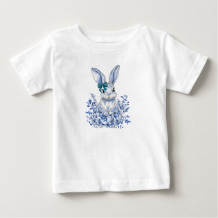 T-shirt Pour Bébé Blue Floral Rabbit 1er anniversaire pour les enfan