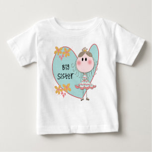 T-shirt Pour Bébé Blue Heart Princess Big Sister
