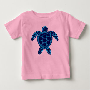 T-shirt Pour Bébé Blue Neon Lava Tortue de mer Conception symétrique