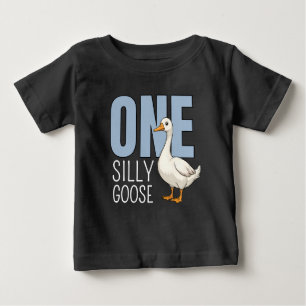 T-shirt Pour Bébé Blue Personnalisé Une Oie Idiote Premier Anniversa