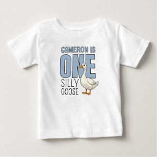 T-shirt Pour Bébé Blue personnalisé Une Oie Idiote Premier Anniversa