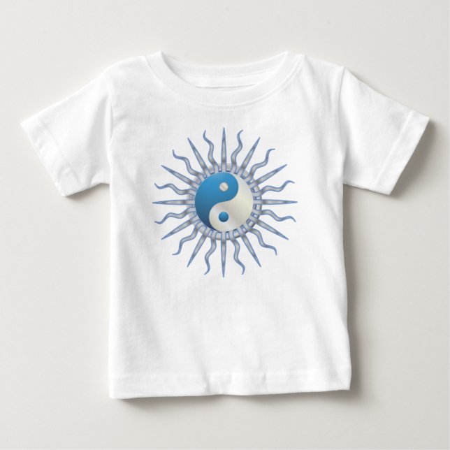 T-shirt Pour Bébé Blue Starburst Yin Yang (Devant)
