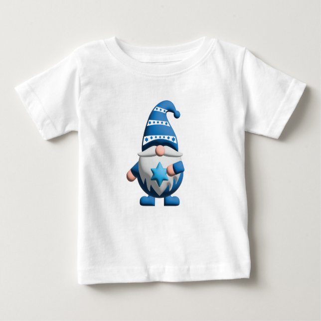 T-shirt Pour Bébé Blue White Gnome holding Star of David (Devant)