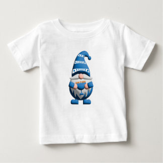 T-shirt Pour Bébé Blue White Hanukkah Gnome holding Menorah