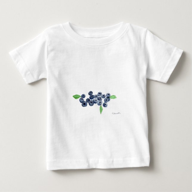 T-shirt Pour Bébé Blueberries fruits cuisine aquarelle nourriture ru (Devant)