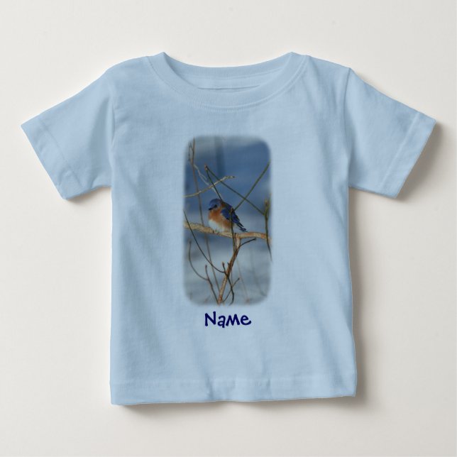 T-shirt Pour Bébé Bluebird Animal Votre nom Personnalisé (Devant)