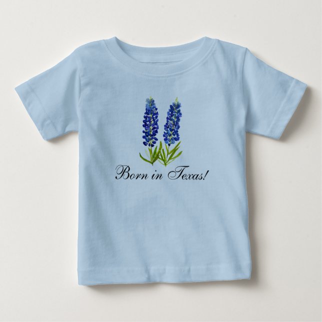 T-shirt Pour Bébé Bluebonnets aquarelle Floral Boy Baby (Devant)