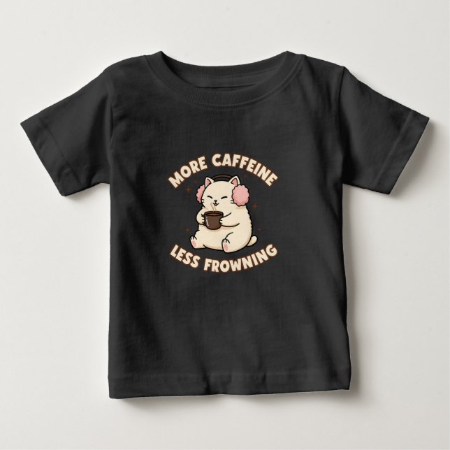 T-shirt Pour Bébé Body bébé chat mignon caféiné (Devant)