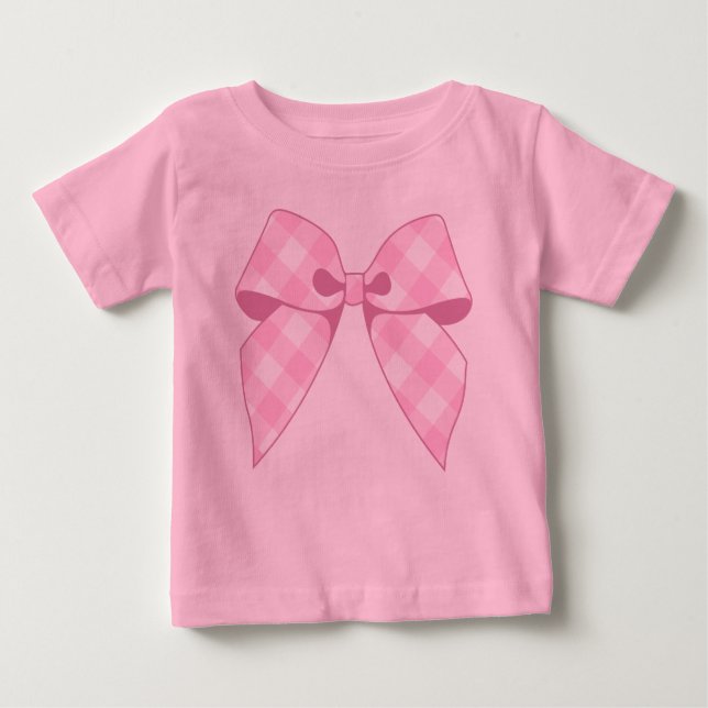 T-shirt Pour Bébé Body bébé rose à noeud en vichy rose et tutu (Devant)