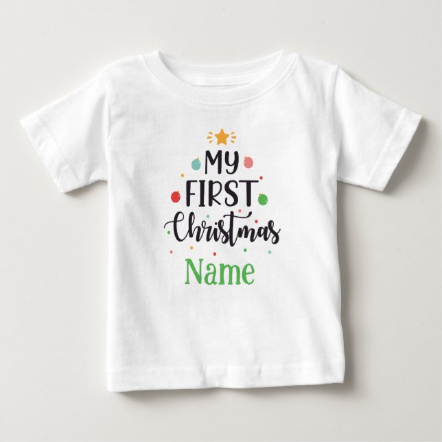 T-shirt Pour Bébé Body personnalisé Mon premier Noël Bébé adorable (Devant)
