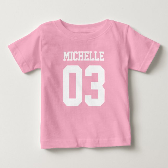 T-shirt Pour Bébé Body personnalisé pour bébé avec numéro et nom pou (Devant)