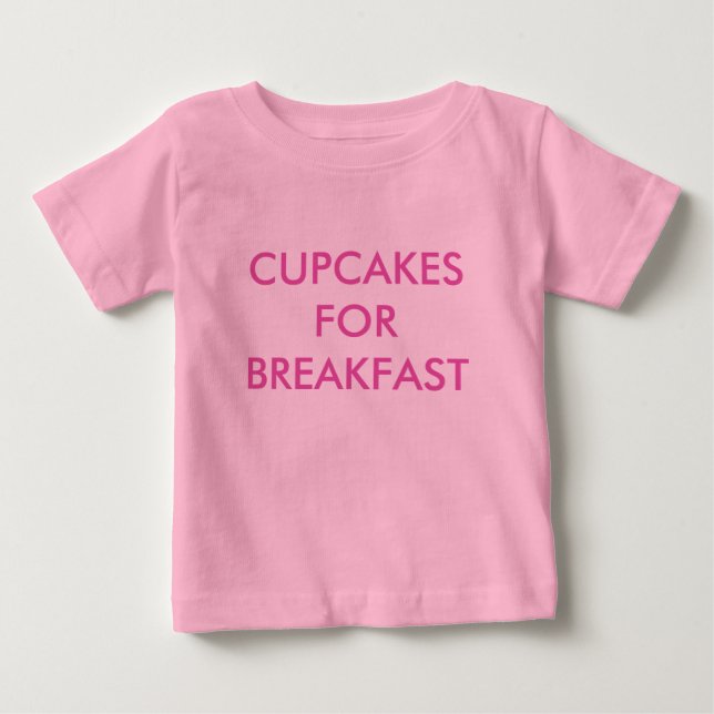 T-shirt Pour Bébé BODYS POUR BÉBÉ Rose CUPCAKES POUR LE PETIT-DÉJEUN (Devant)