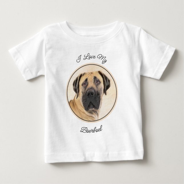 T-shirt Pour Bébé Boerboel Peinture - Cute Original Chien Art (Devant)