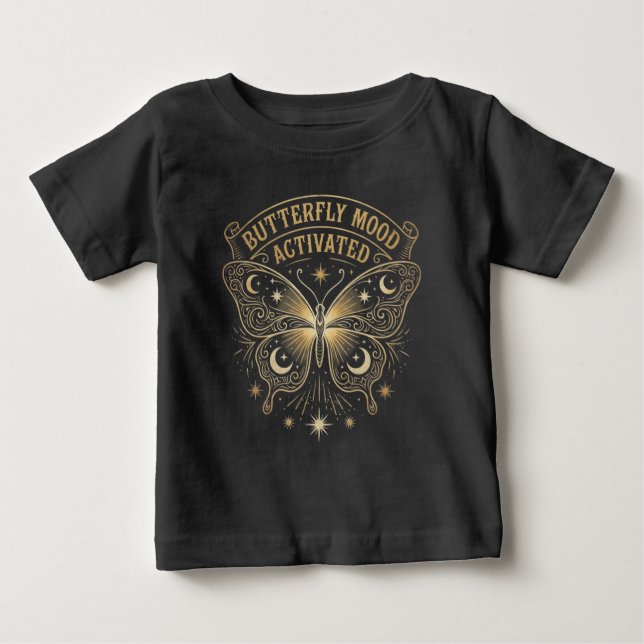 T-shirt Pour Bébé Boho Celestial Butterfly“Butterfly Mood Activated” (Devant)