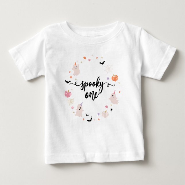 T-shirt Pour Bébé Boho éffrayant un Halloween mignon fantôme (Devant)