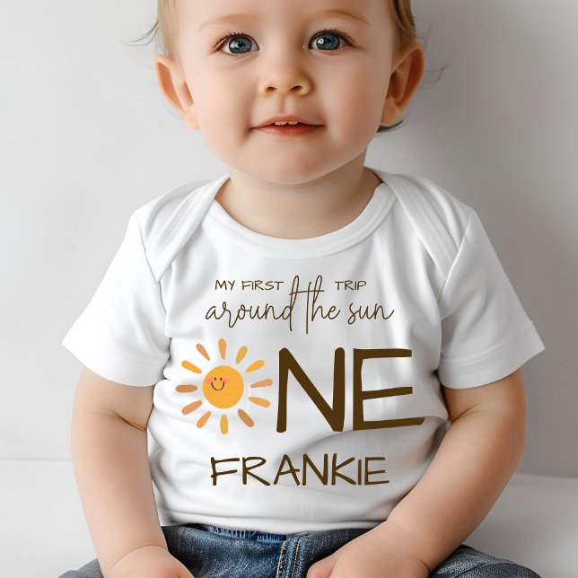 T-shirt Pour Bébé Boho Eté Premier Voyage Autour Du Soleil Anniversa (Créateur téléchargé)