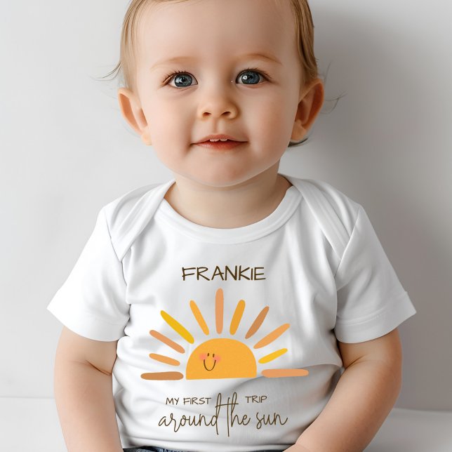 T-shirt Pour Bébé Boho Eté Premier Voyage Autour Du Soleil Anniversa (Créateur téléchargé)