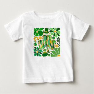 T-shirt Pour Bébé Boho Floral Paillettes Saint Patrick Jour Trefle