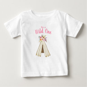 T-shirt Pour Bébé Boho Floral Tribal Teepee Wild Un 1er anniversaire