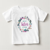 T-shirt Pour Bébé Boho Floral Wreath meilleure soeur jamais (Devant)