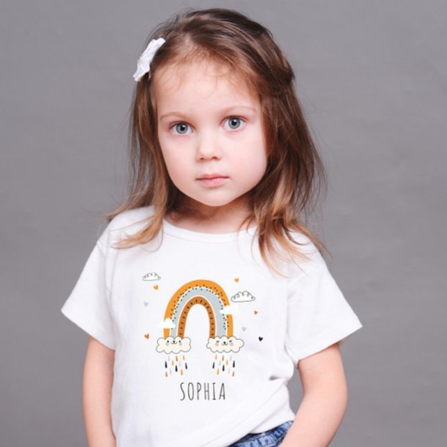 T-shirt Pour Bébé Boho Genre Neutre Arc-en-ciel Personnalisé (Créateur téléchargé)