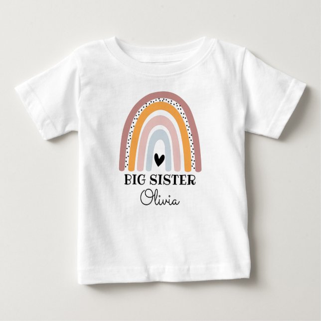 T-shirt Pour Bébé Boho personnalisé Rainbow Big Sister (Devant)