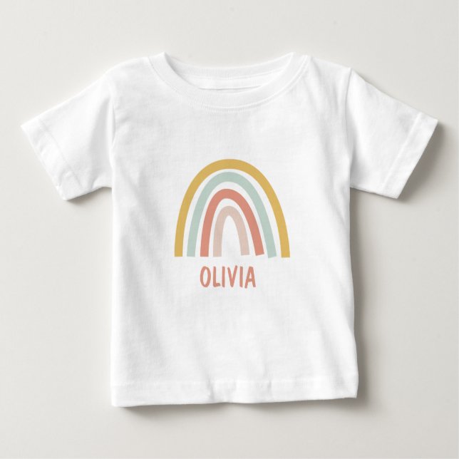 T-shirt Pour Bébé Boho Rainbow Enfants Personnalisés (Devant)