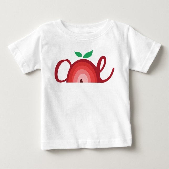 T-shirt Pour Bébé Boho Red Rainbow Apple Premier anniversaire (Devant)