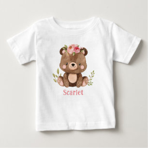 T-shirt Pour Bébé Bois personnalisé Ours Fille Bébé Bodysuit