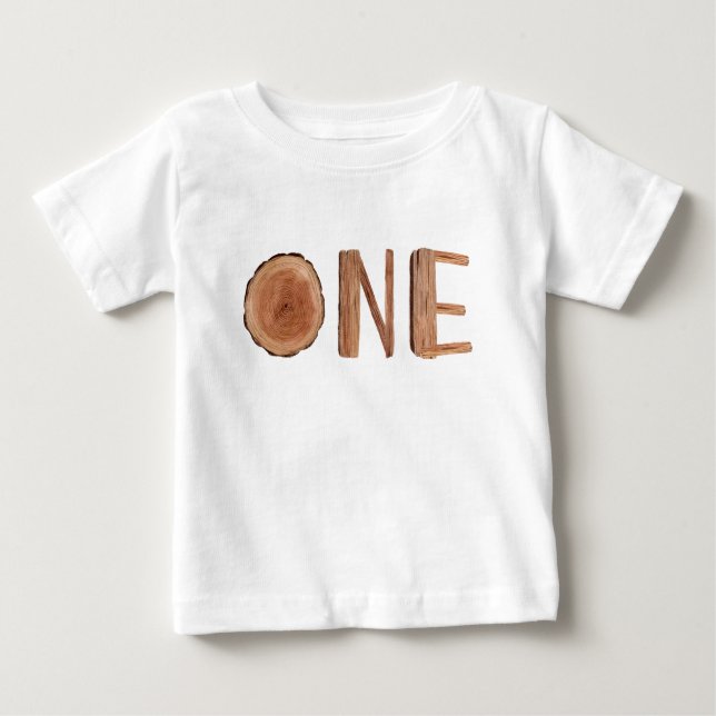 T-shirt Pour Bébé Bois rustique 1er anniversaire un (Devant)