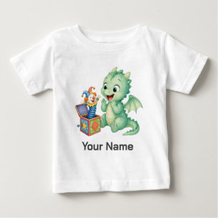 T-shirt Pour Bébé Boîte à Surprise Dragon Bébé Vert Personnalisée