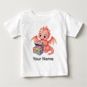 T-shirt Pour Bébé Boîte à trésor personnalisée de bébé dragon mignon