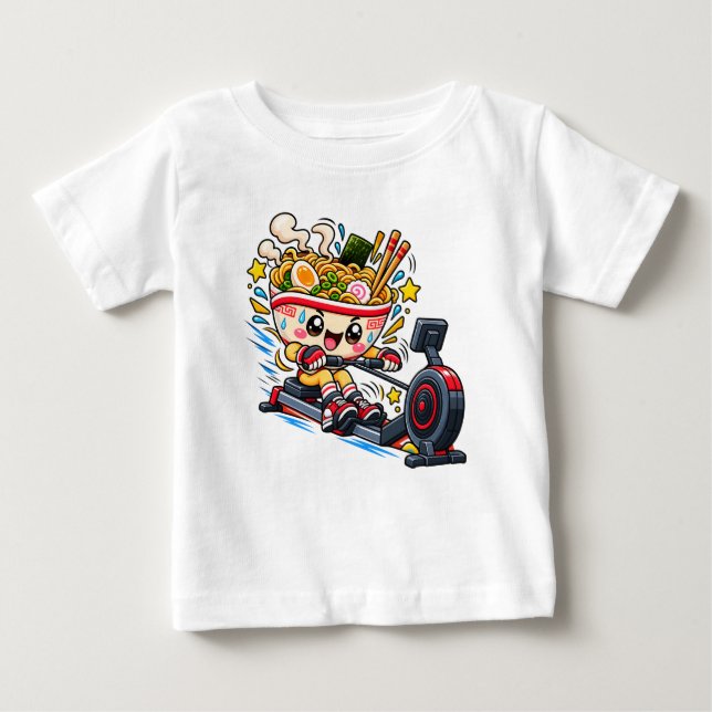 T-shirt Pour Bébé Bol de ramen mignon Machine à ramer Dessin animé F (Devant)