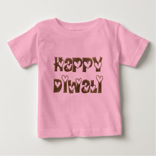 T-shirt Pour Bébé Bon Diwali Saluant Coeur mignon Typographie