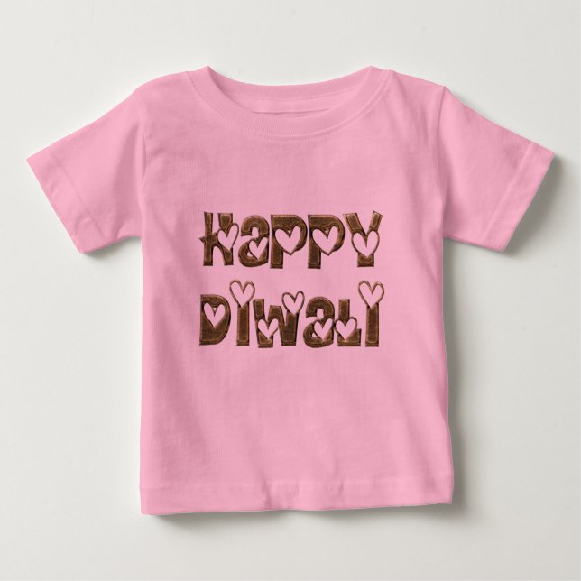 T-shirt Pour Bébé Bon Diwali Saluant Coeur mignon Typographie (Devant)