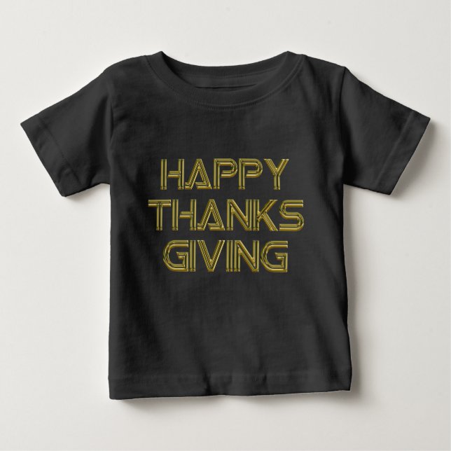 T-shirt Pour Bébé Bon thanksgiving Gold Typographie Blanc Élégant (Devant)
