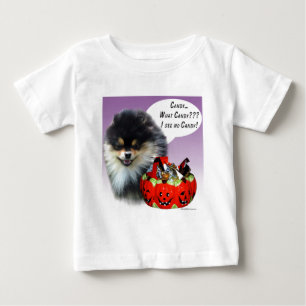 T-shirt Pour Bébé Bonbons d'Halloween de Poméranie (blktan)
