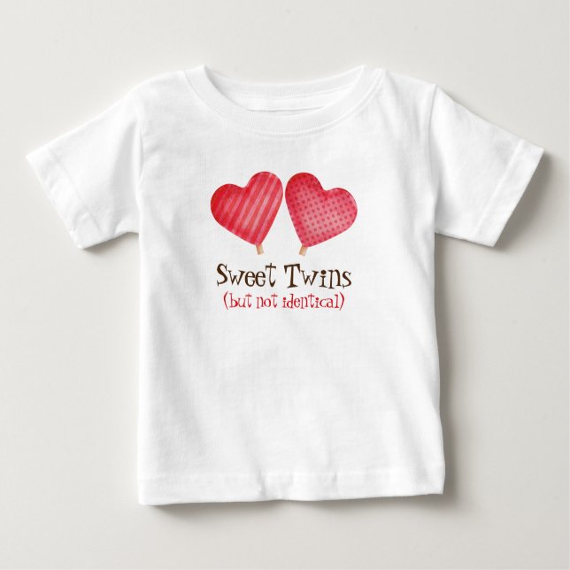 T-shirt Pour Bébé Bonbons en forme de cœur pour jumeaux (Devant)