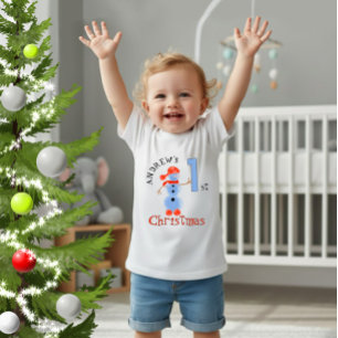 T-shirt Pour Bébé Bonhomme de neige bleu