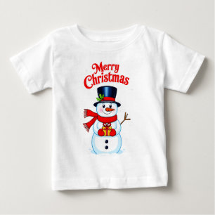 T-shirt Pour Bébé Bonhomme de neige chapeau haut-de-forme noël