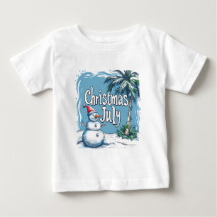T-shirt Pour Bébé Bonhomme de neige de Noël en juillet et modèle d'a