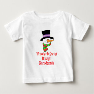 T-shirt Pour Bébé Bonhomme de neige polonais de Joyeux Noël