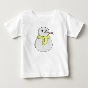 T-shirt Pour Bébé Bonhomme de neige portant une écharpe jaune