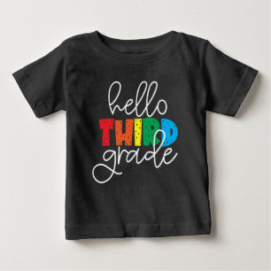 T-shirt Pour Bébé Bonjour 3e année - Jolie couleur de retour à l'éco