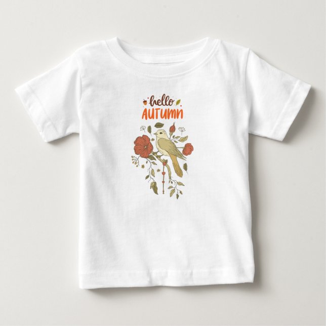 T-shirt Pour Bébé Bonjour automne (Devant)
