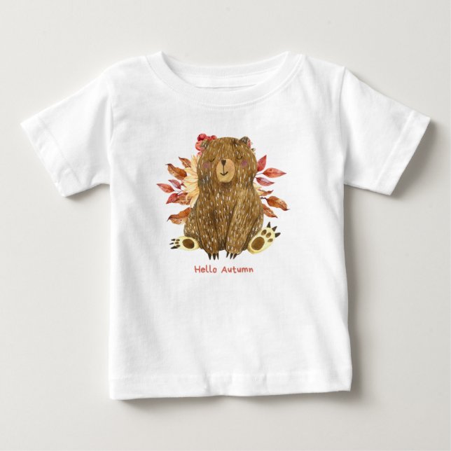 T-shirt Pour Bébé bonjour automne (Devant)