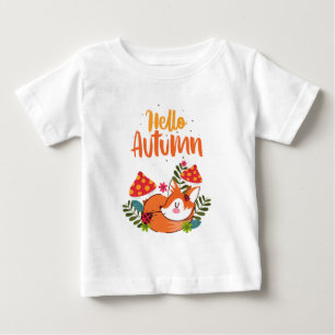T-shirt Pour Bébé Bonjour Automne Renard Mignon Automne Saison D'aut
