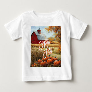 T-shirt Pour Bébé Bonjour Automne Thanksgiving Rural Grange Citrouil